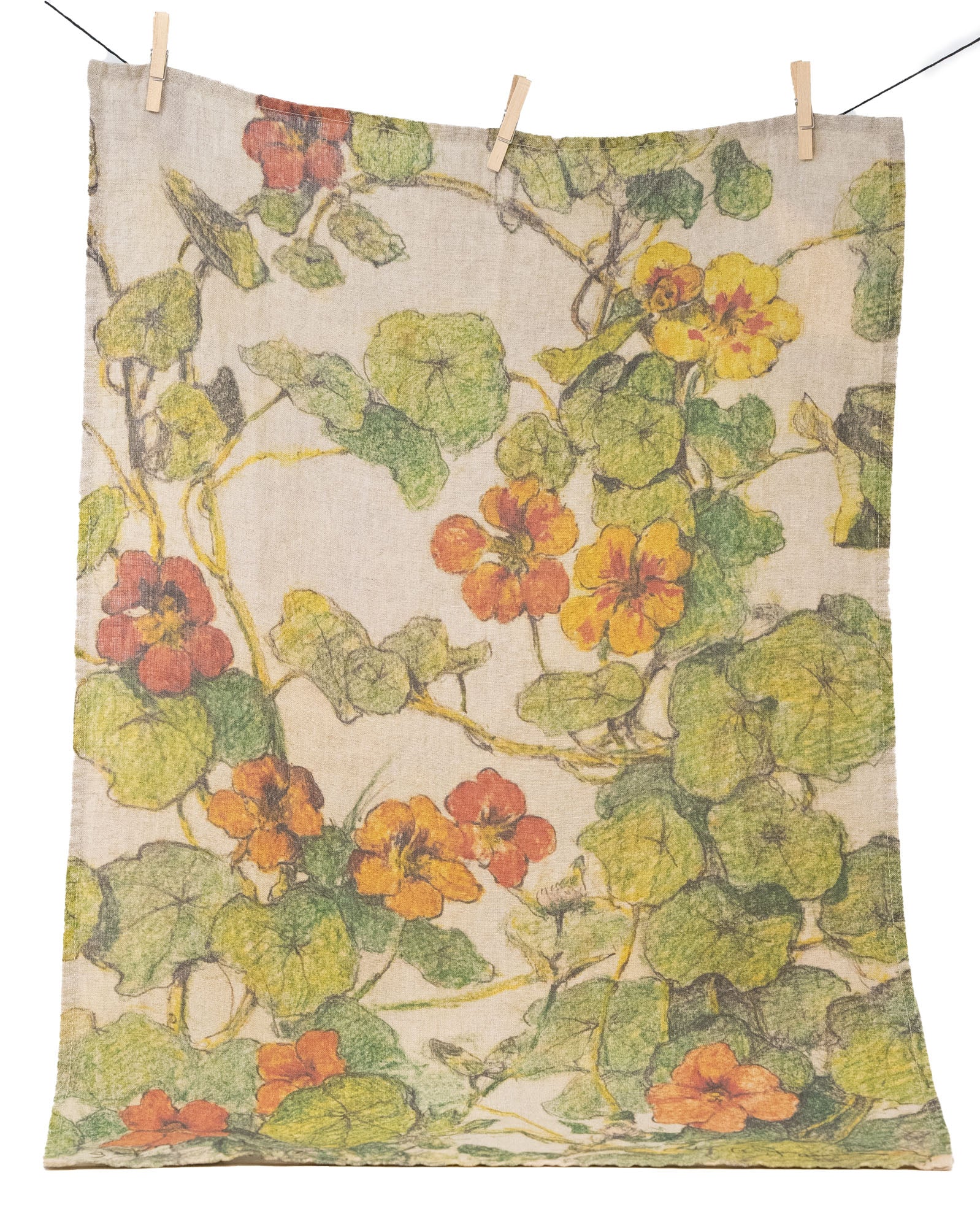 Natural Linen Nasturtium Tea Towel