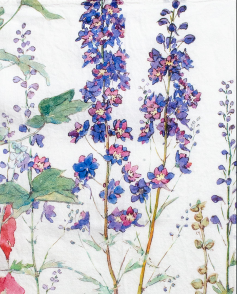 White Linen Hollyhock #2 Tea Towel