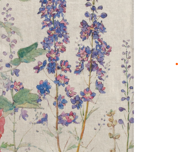 Natural Linen Hollyhock #2 Tea Towel